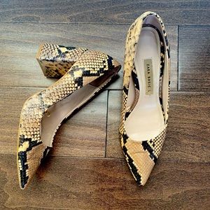 Snake print leather Zara block heels - size 6.5